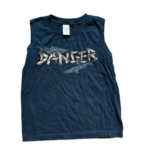 Youth Boys Gymboree Danger Shark 2011 Sleeveless Graphic Tee Shirt - Sz 7